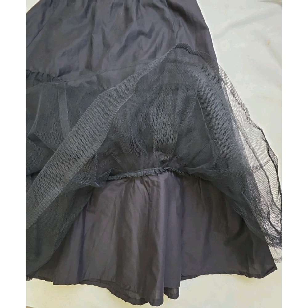 Vtg Laura Ashley Petticoat Black Cotton Tulle Great Britain 80s 90 Whimsygoth - Picture 14 of 15